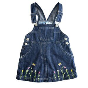 Vtg Girls Denim Embroidered Skirtall‎ Sz 12M Floral Butterfly Spiffy Kids Brand